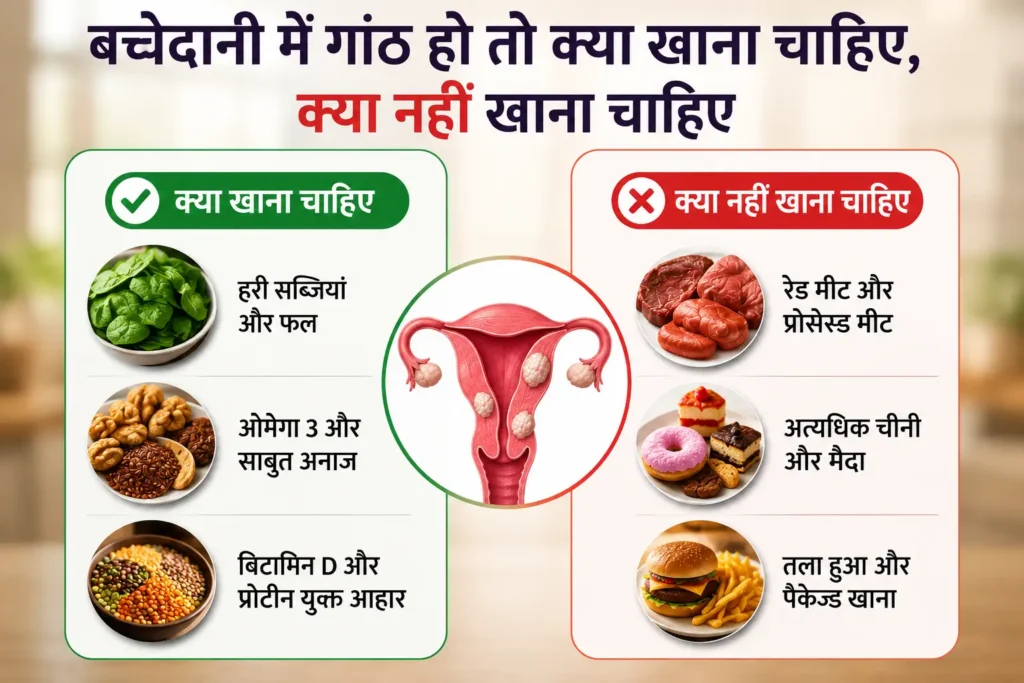 बच्चेदानी में गांठ हो तो क्या खाना चाहिए, क्या नहीं खाना चाहिए