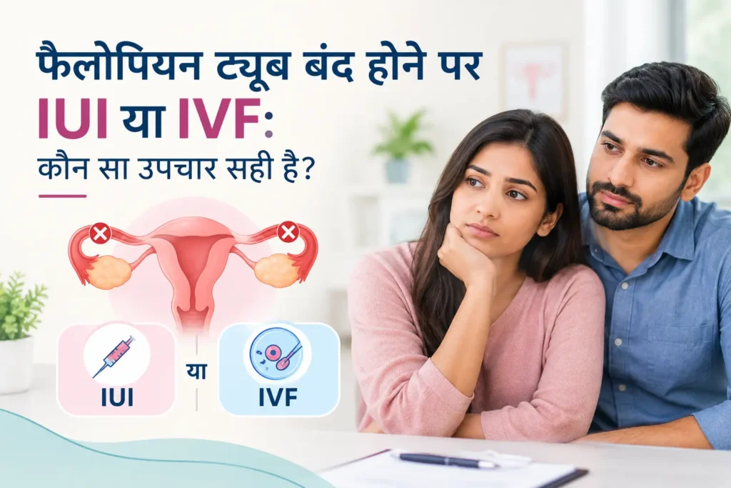 फैलोपियन ट्यूब की समस्या में IUI और IVF के बीच सही उपचार विकल्प पर विचार करता दंपति